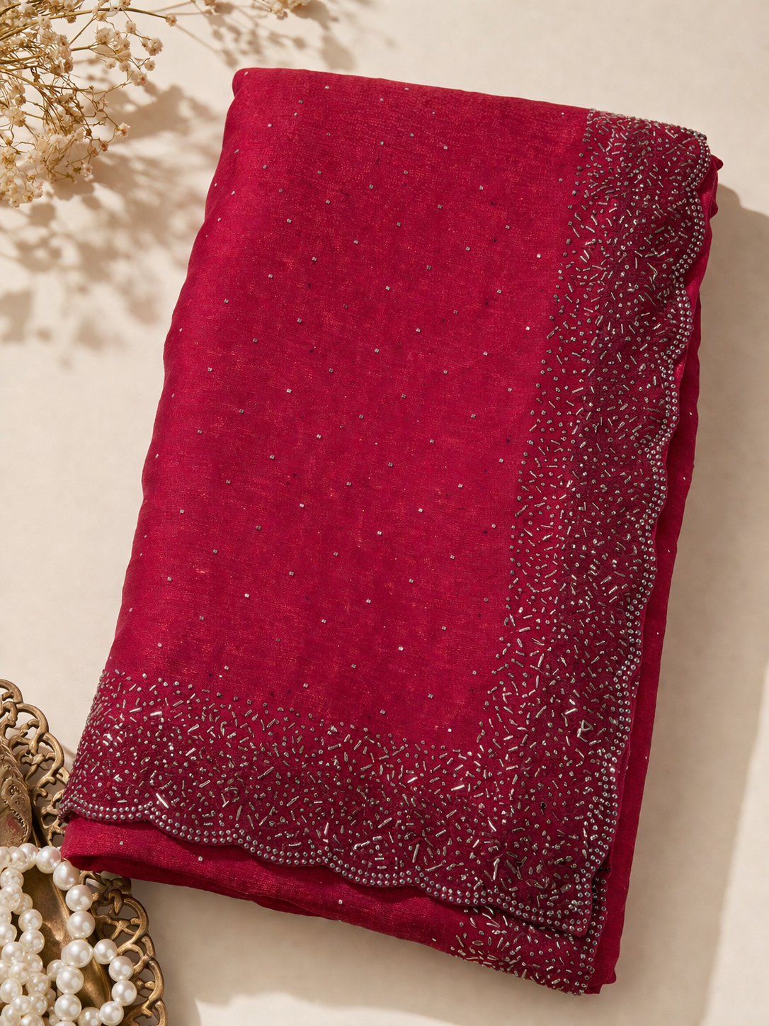 Premium Space Silk Artisan Border Saree