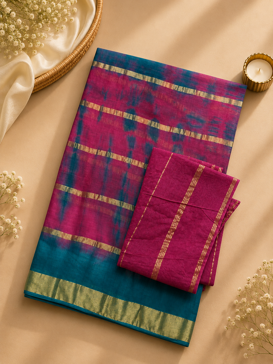 Trendy Ten Patti Saree with Stripes Design