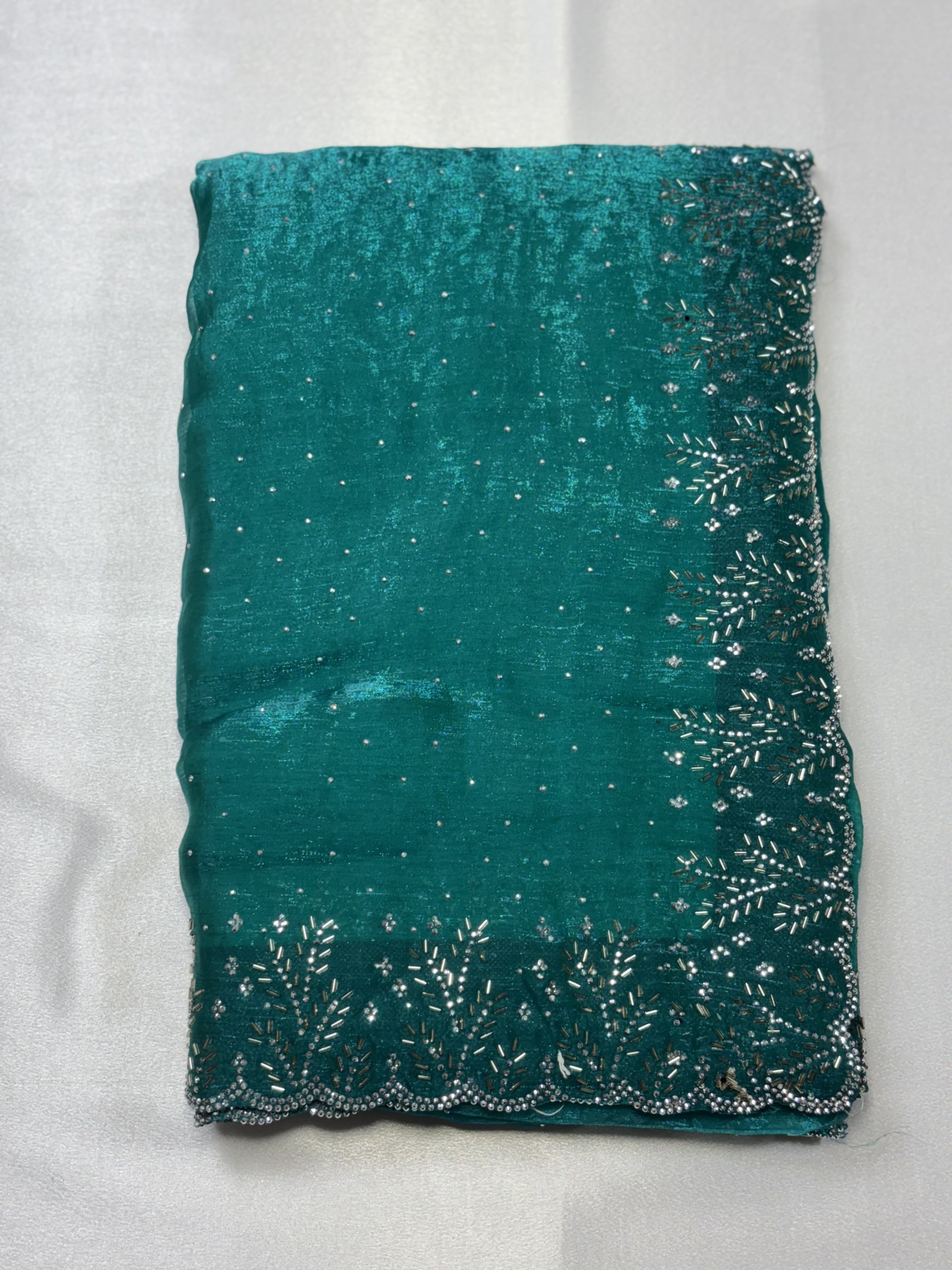 Space Silk Saree With Floral Beaded Border 💫