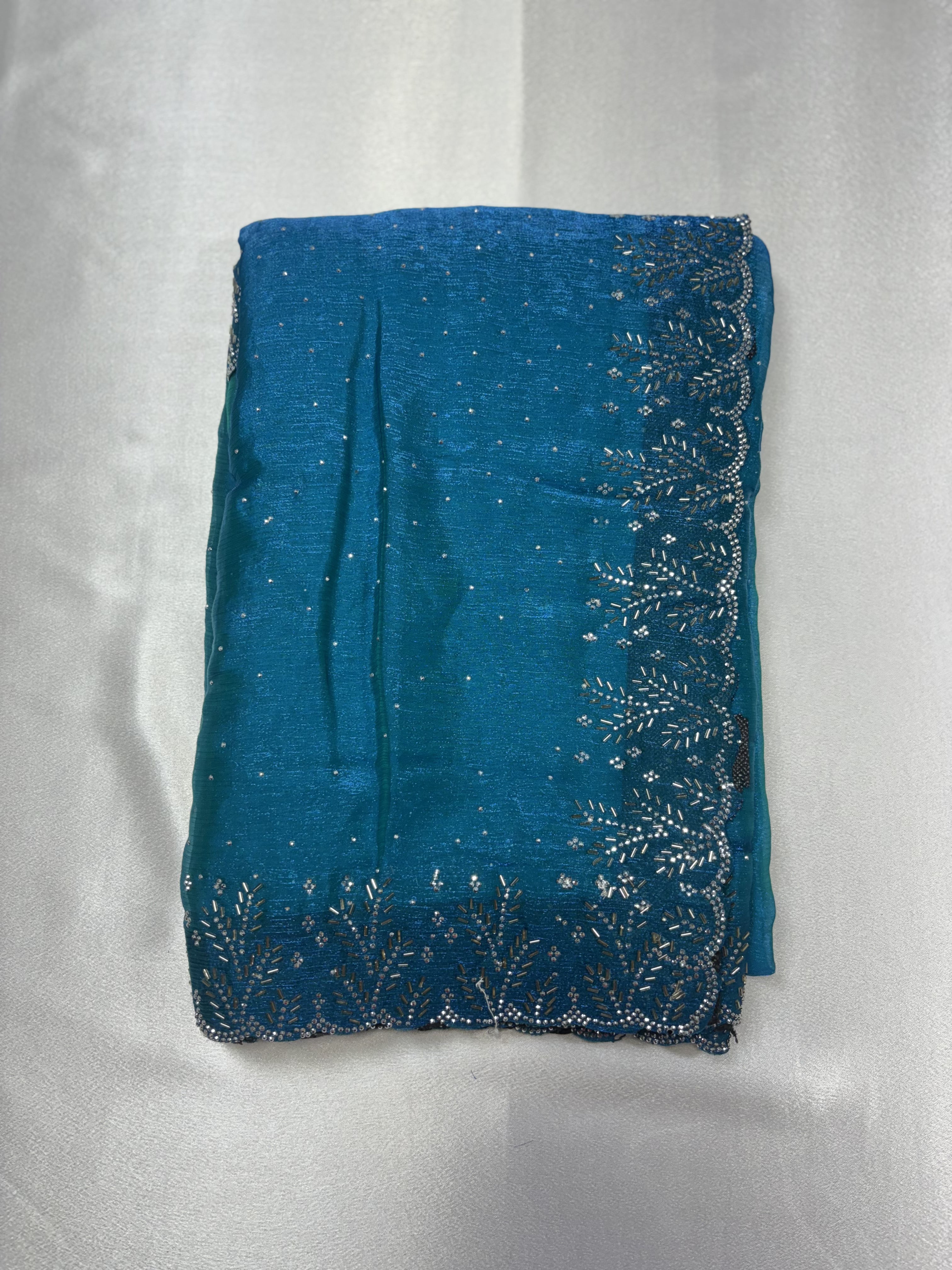 Space Silk Saree With Floral Beaded Border 💫