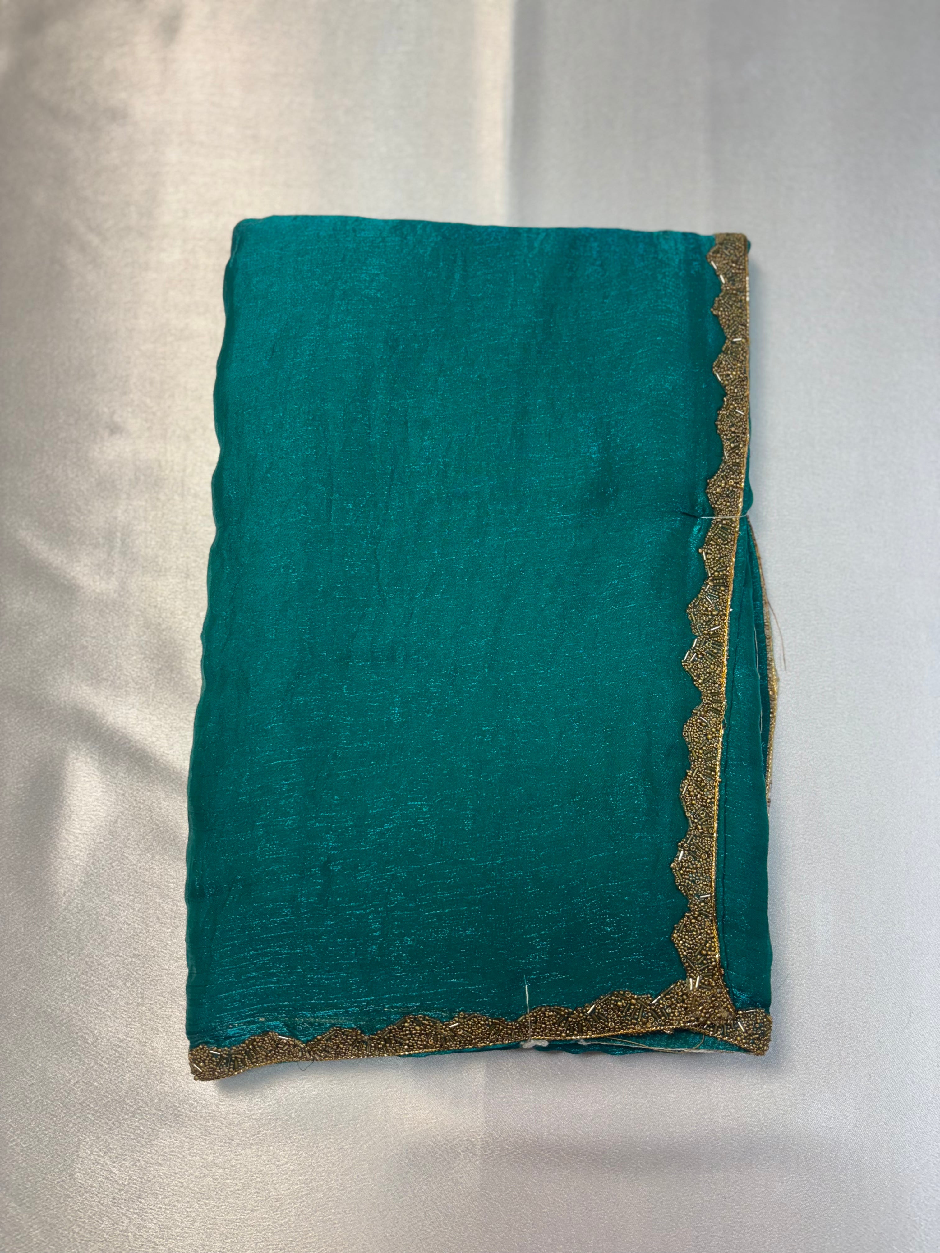 Premium Space Silk Saree With Shimmer Border Saree💫