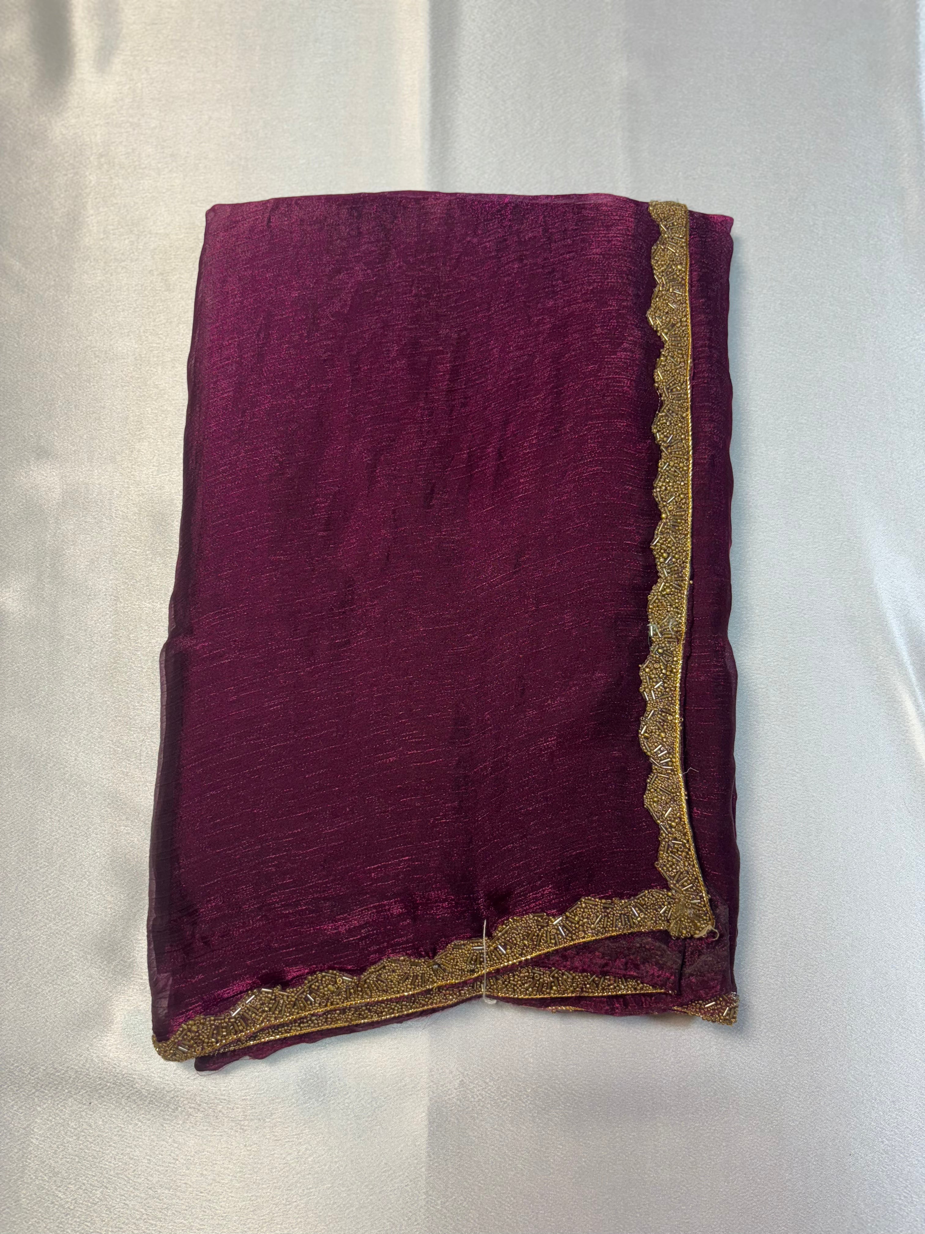 Premium Space Silk Saree With Shimmer Border Saree💫