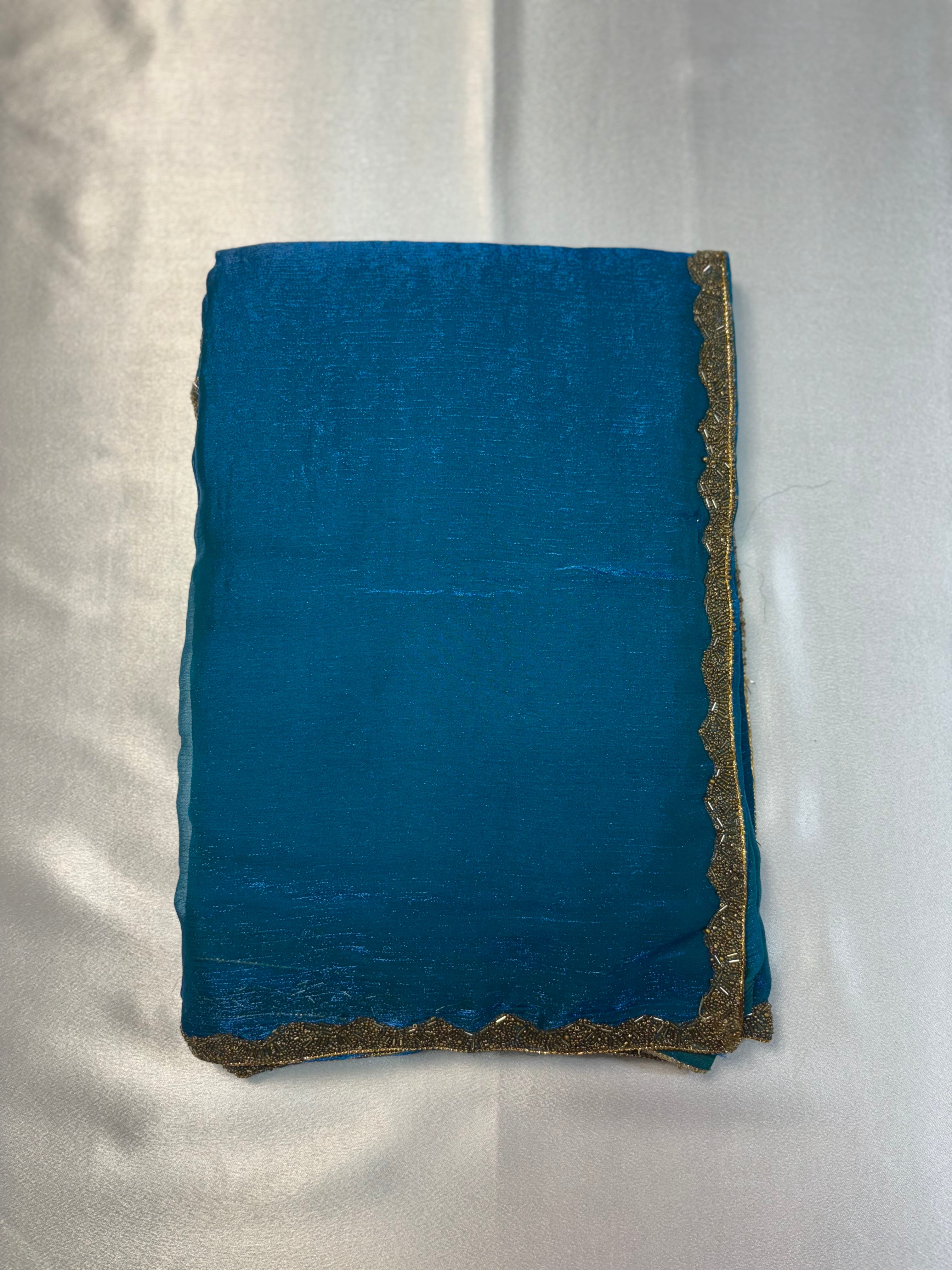 Premium Space Silk Saree With Shimmer Border Saree💫