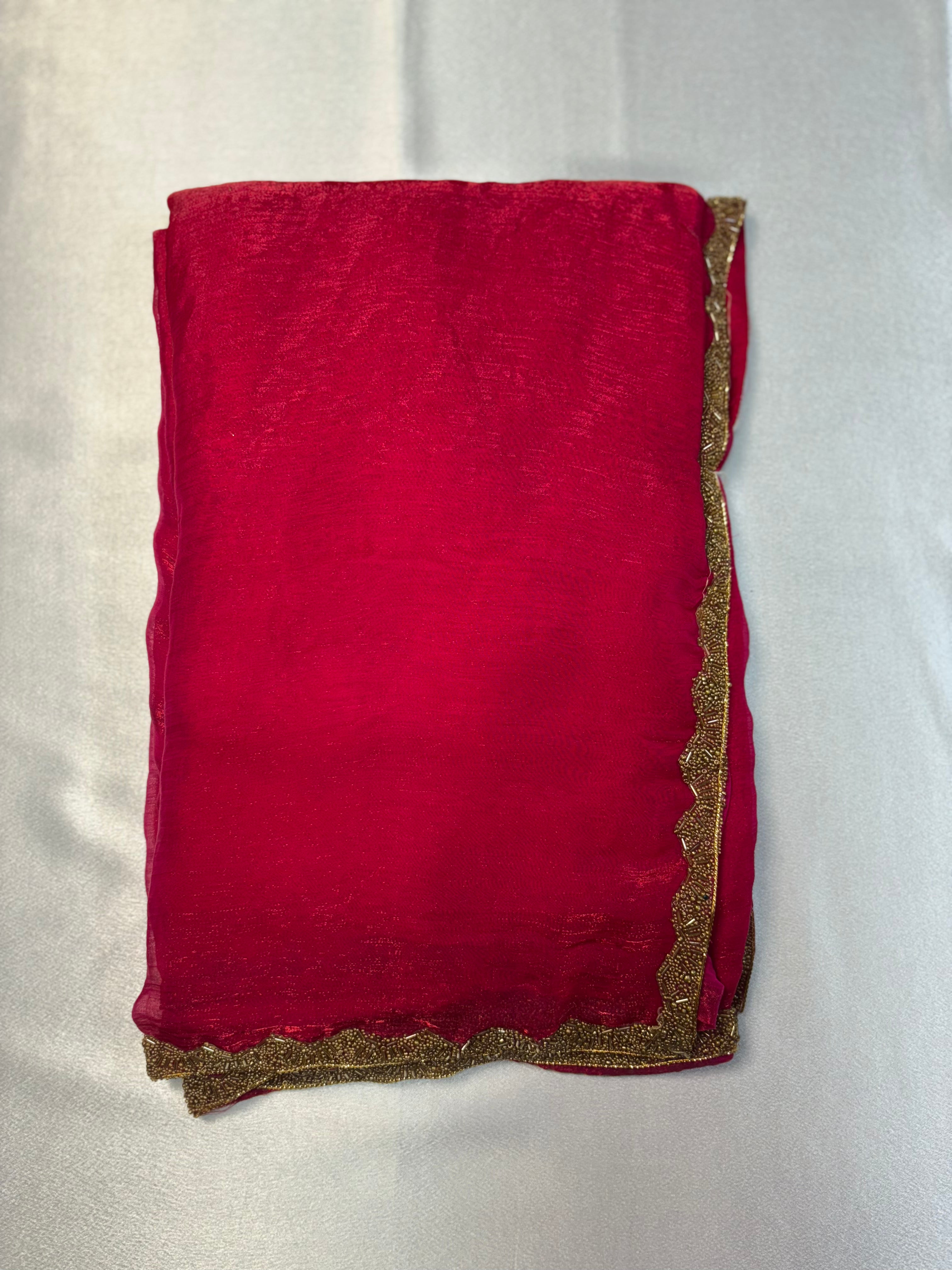 Premium Space Silk Saree With Shimmer Border Saree💫