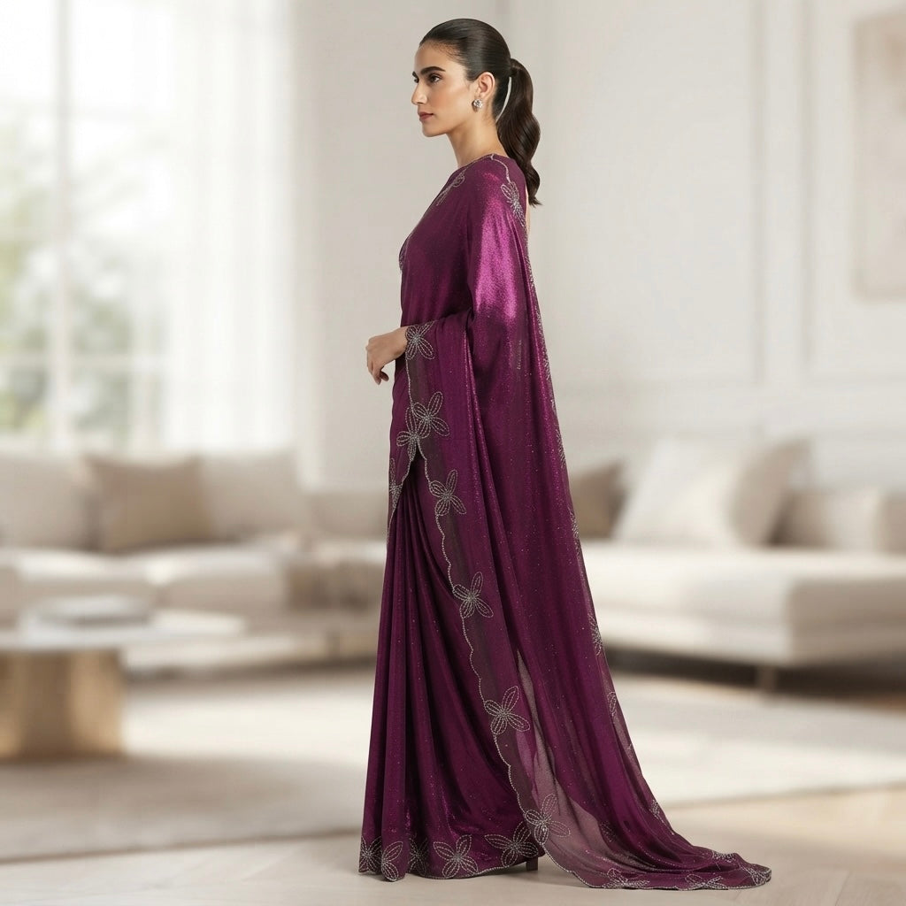 Butterfly Stone Work Edition-rich wine maroon