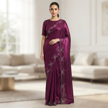 Butterfly Stone Work Edition-rich wine maroon