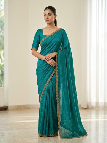 Elegant Golden Scalloped Border -Teal Green