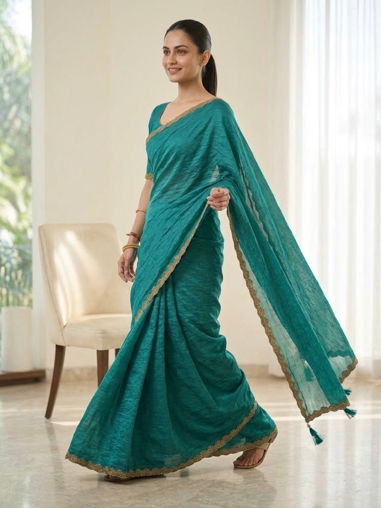 Elegant Golden Scalloped Border -Teal Green