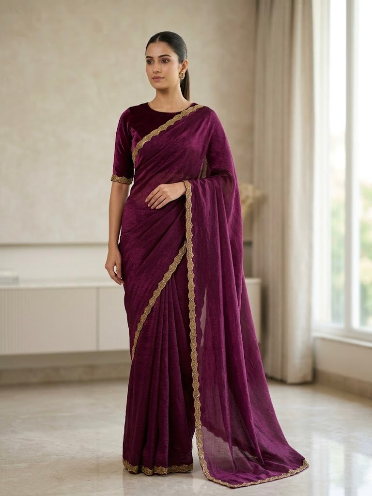 Elegant Golden Scalloped Border- Win maroon