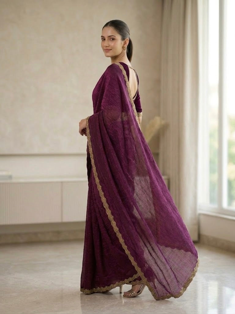 Elegant Golden Scalloped Border- Win maroon