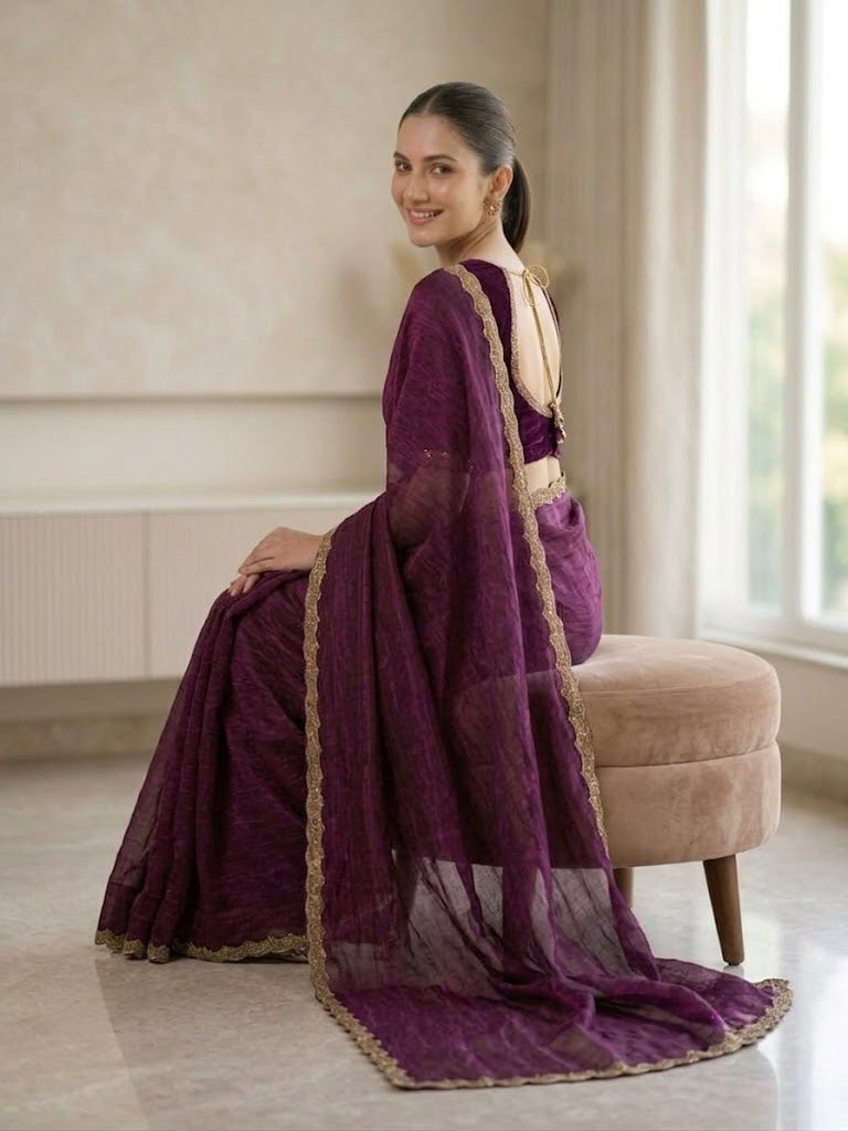 Elegant Golden Scalloped Border- Win maroon