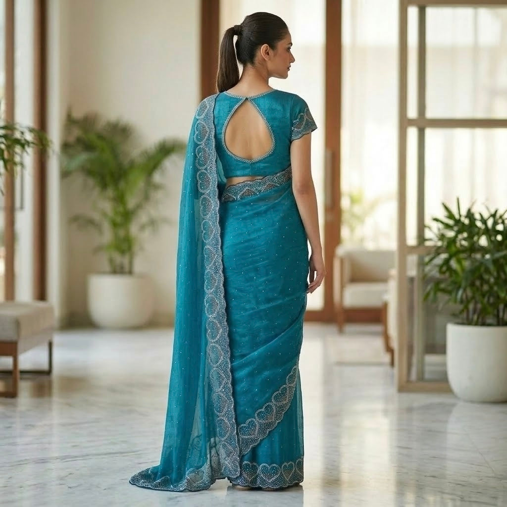 Space silk heart shape -teal blue