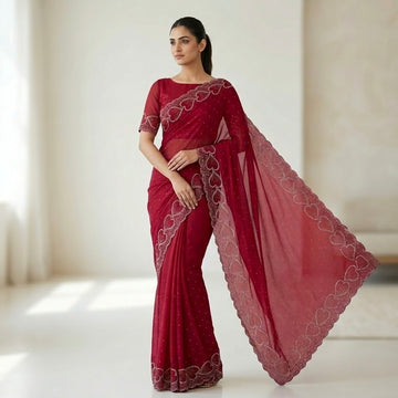 Space silk heart shape - wine red