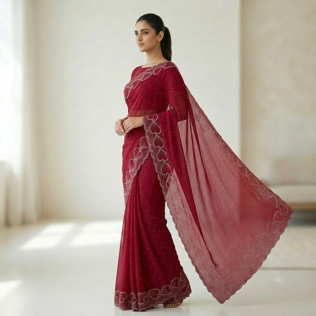 Space silk heart shape - wine red