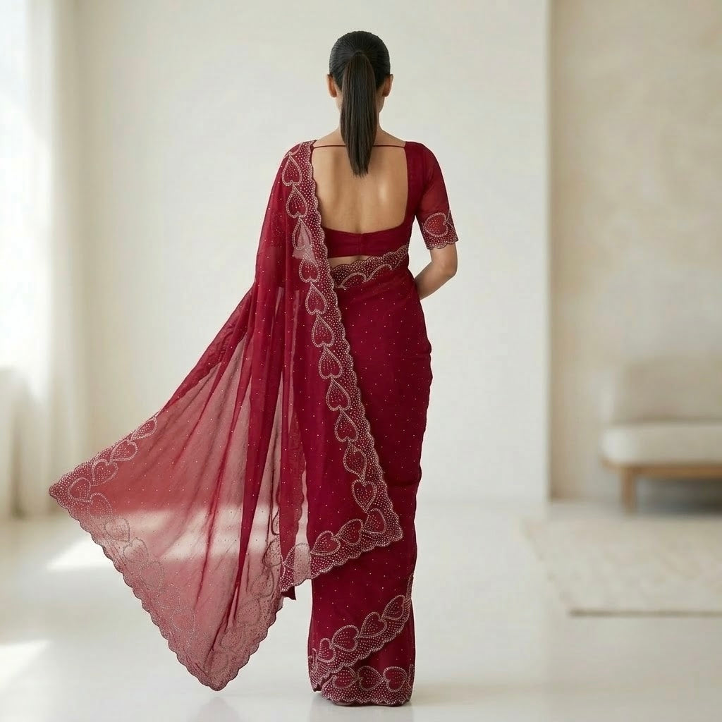 Space silk heart shape - wine red