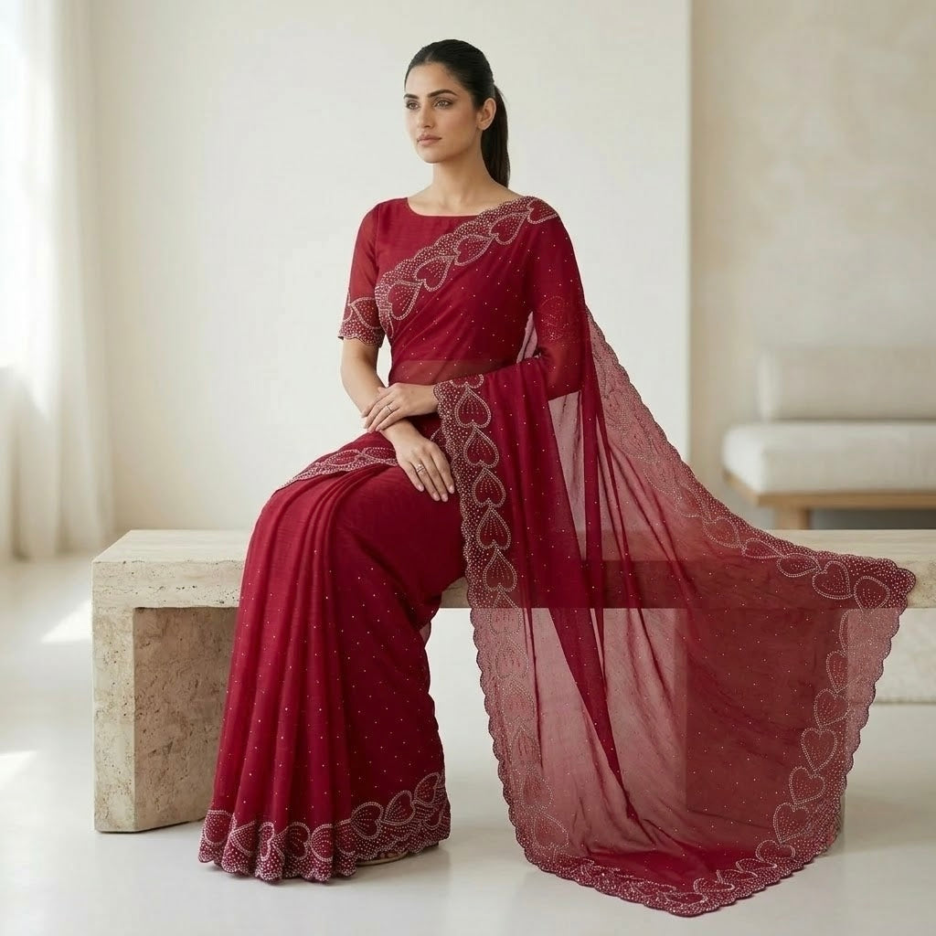 Space silk heart shape - wine red