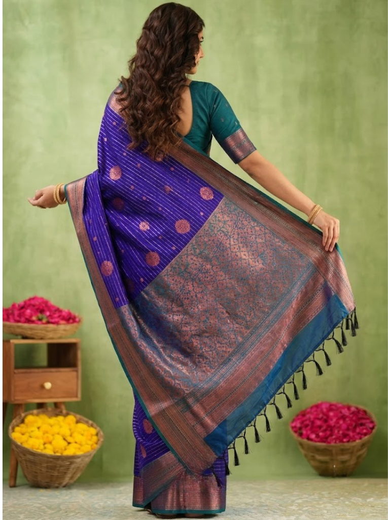 Premium Vairavosi Purple with Green Saree