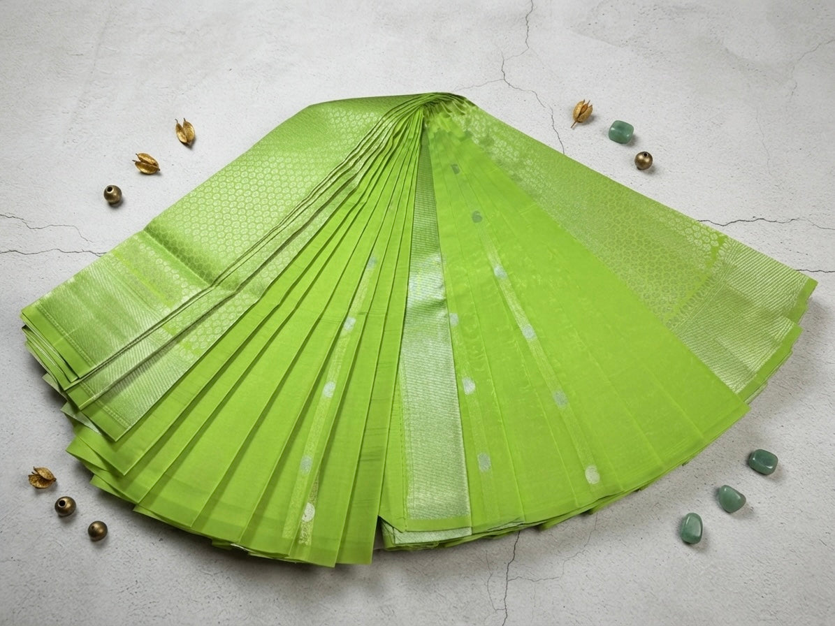 Silk saree-A vibrant shade of light green