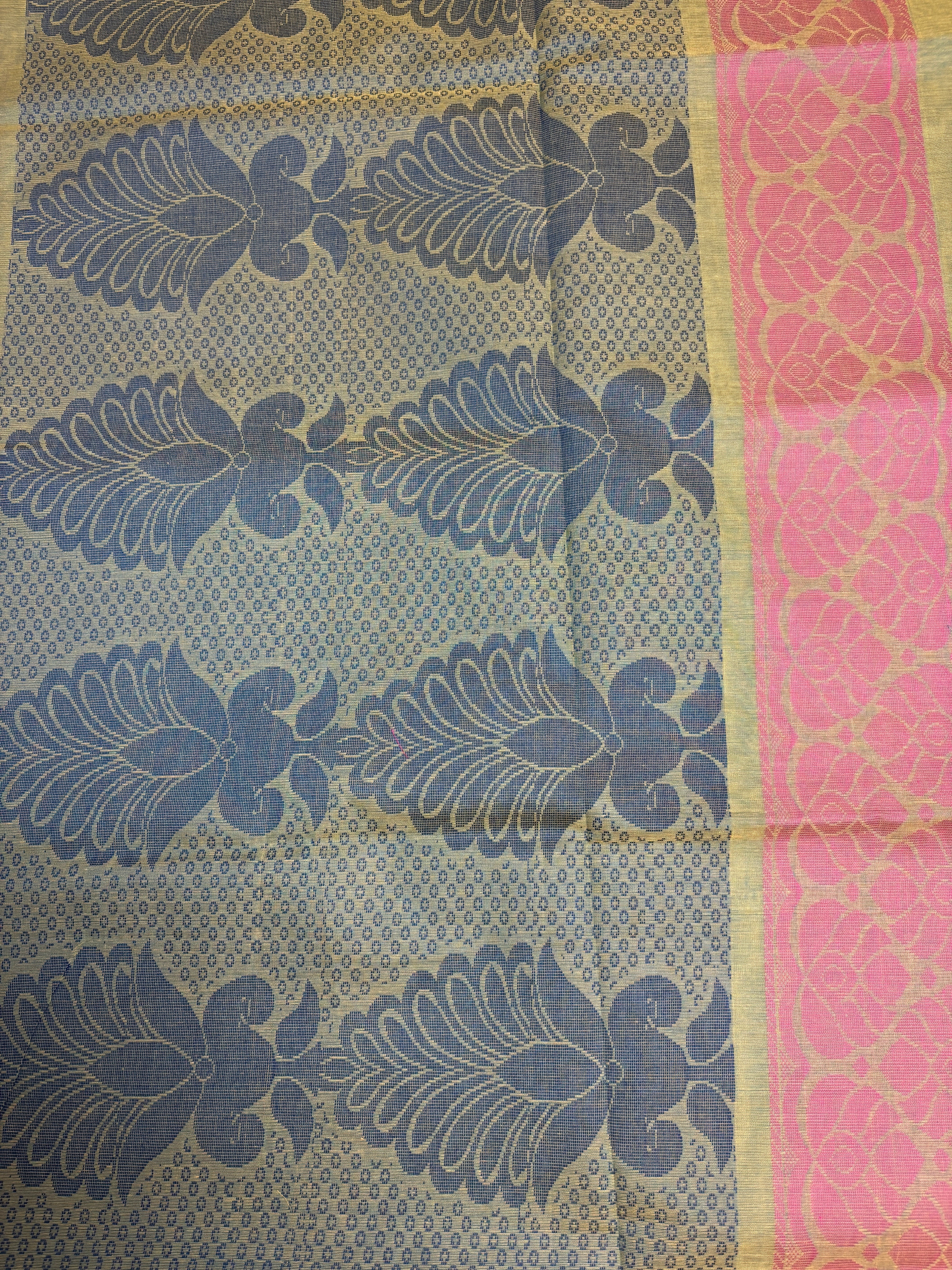 Cotton silk saree-Olive Green hand saree