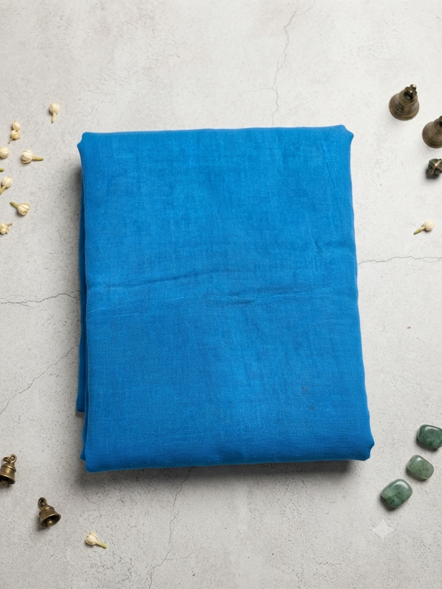 Sky Blue -Sungudi Cotton Saree with Traditional Printed Border