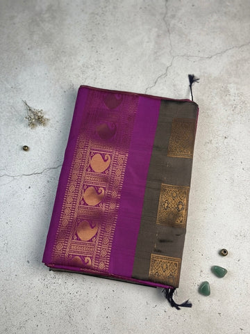 Soft silk -Magenta with  Zari Border