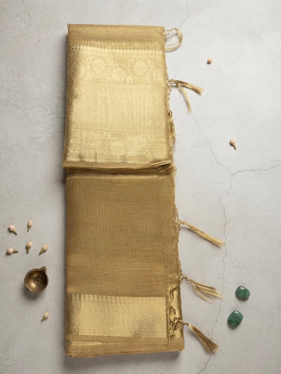 Tissue silk saree-Metallic Gold