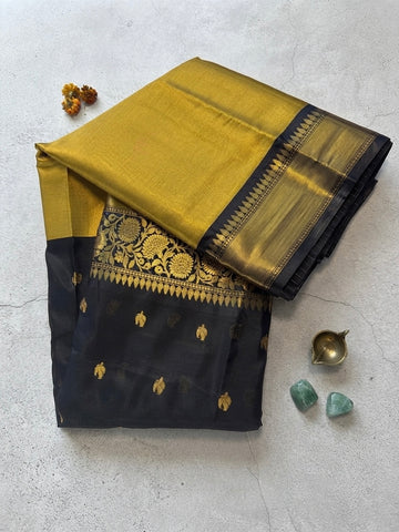 Vintage saree-Gold and Black Handwoven Silk Saree