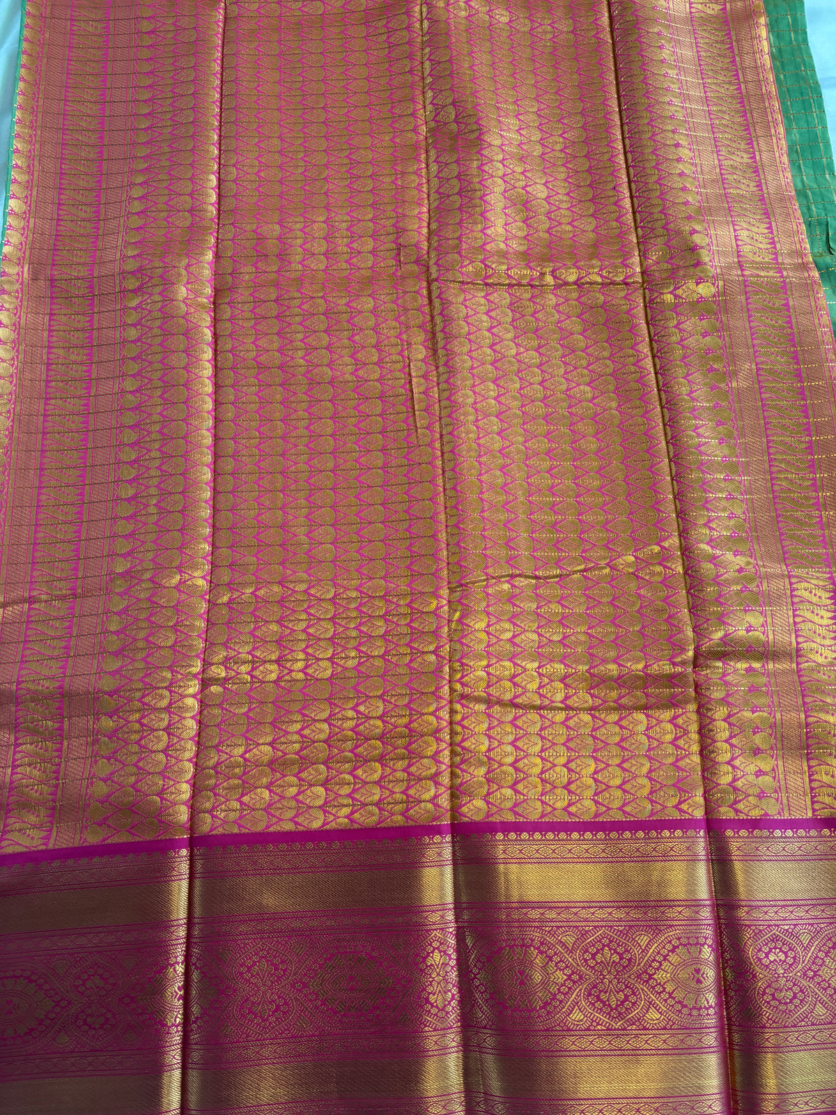 Kanchi Silk Saree-Olive Green and Purple