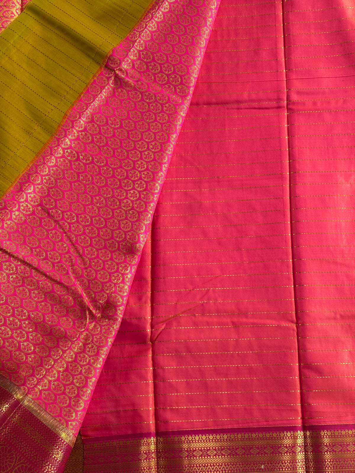 Kanchi Silk Saree-Rich Magenta and Gold Zari Border