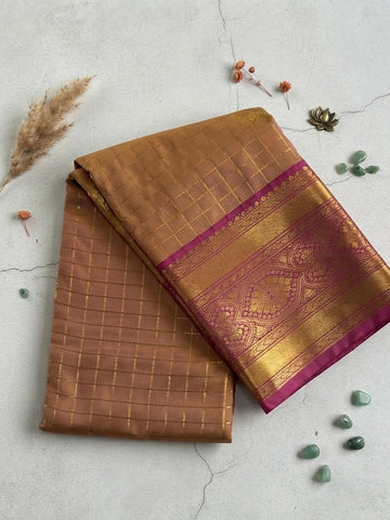 Kanchi Silk Saree-Rich Magenta and Gold Zari Border