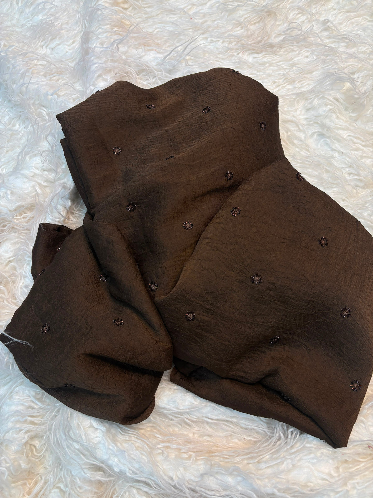 Dark chocolate Brown-party wear saree with Crinkled Sequin
