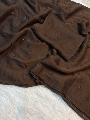 Dark chocolate Brown-party wear saree with Crinkled Sequin