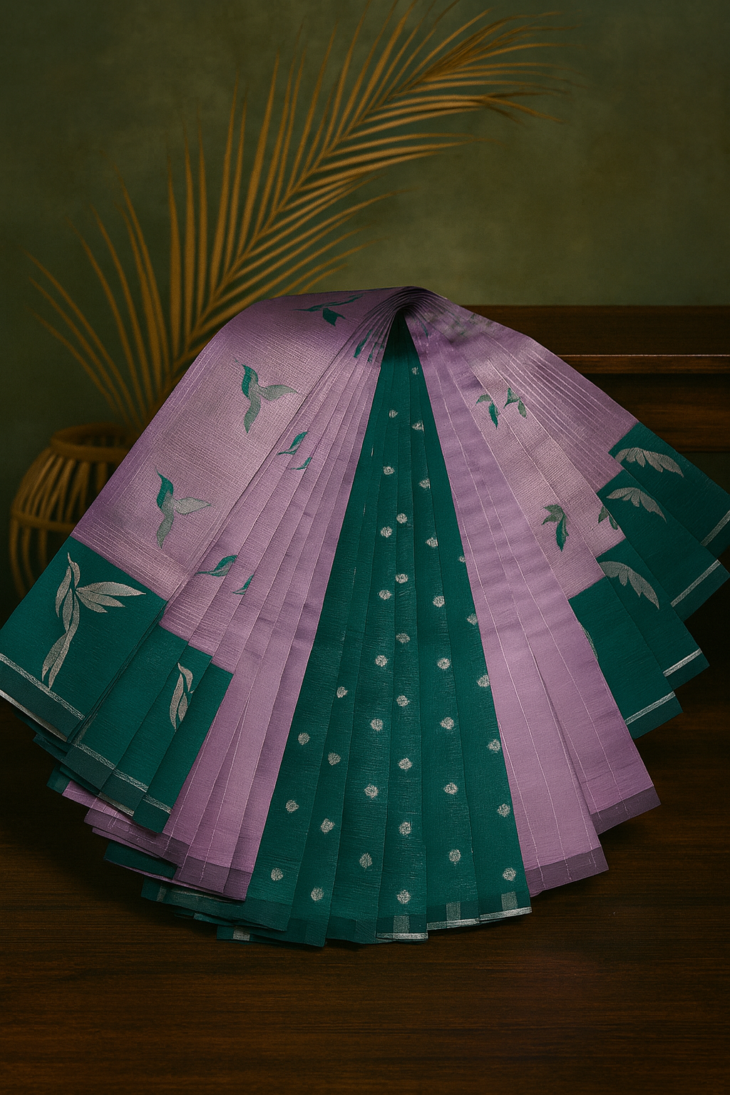 Kubera silk with silver zari