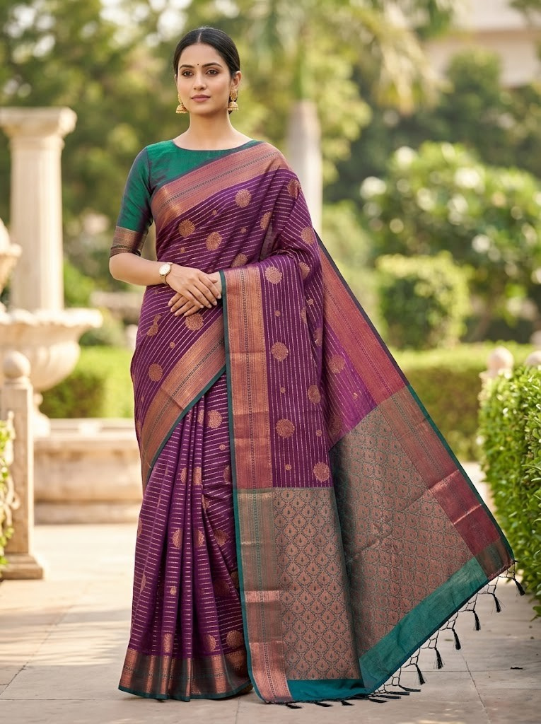 Premium Vairavosi Navy with Green Saree