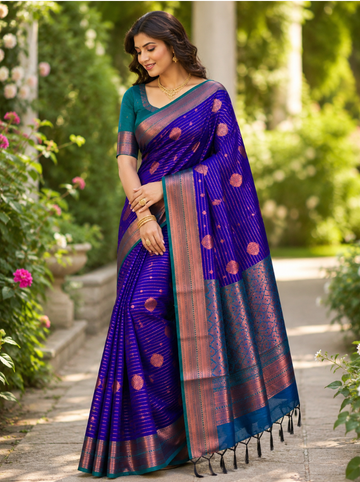 Premium Vairavosi Purple with Green Saree