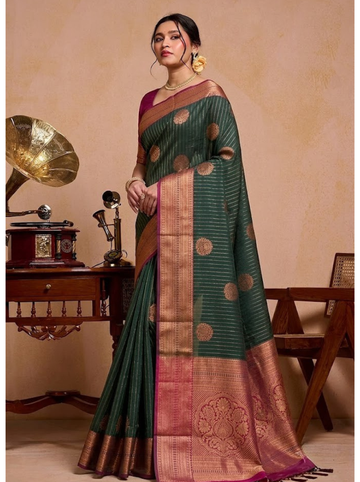 Premium Vairavosi Green with Pink Saree