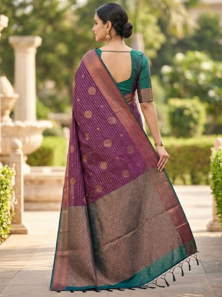 Premium Vairavosi Navy with Green Saree