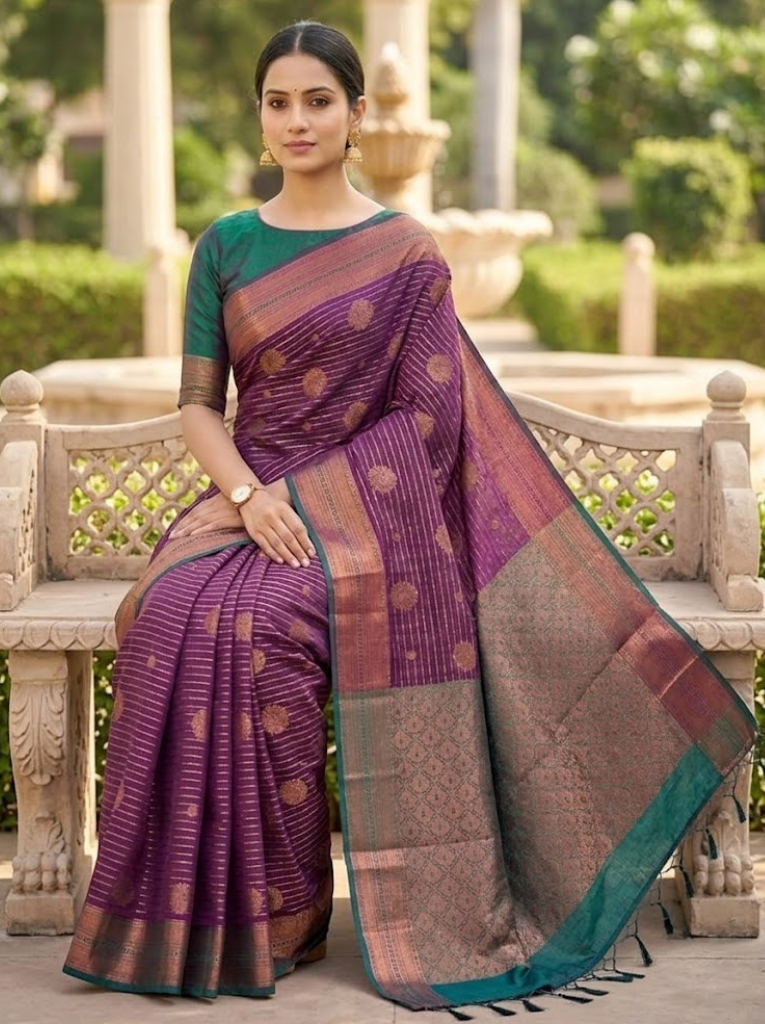 Premium Vairavosi Navy with Green Saree