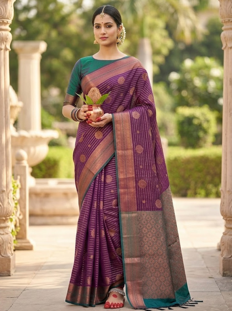 Premium Vairavosi Navy with Green Saree