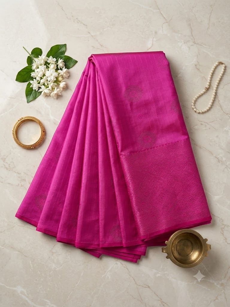 Premium Vairavosi Royal Blue with Pink Saree